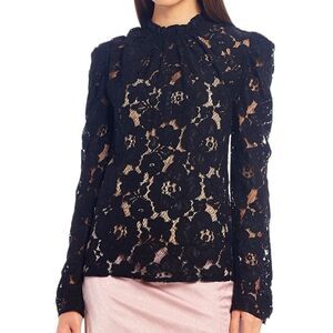 WAYF Erika Puff-Sleeve Lace Top, Size XSMALL